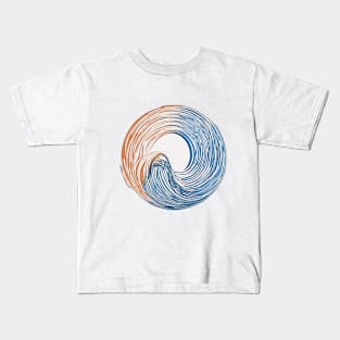 Abstract Ocean Wave Design in Blue and Orange No. 535 Kids T-Shirt